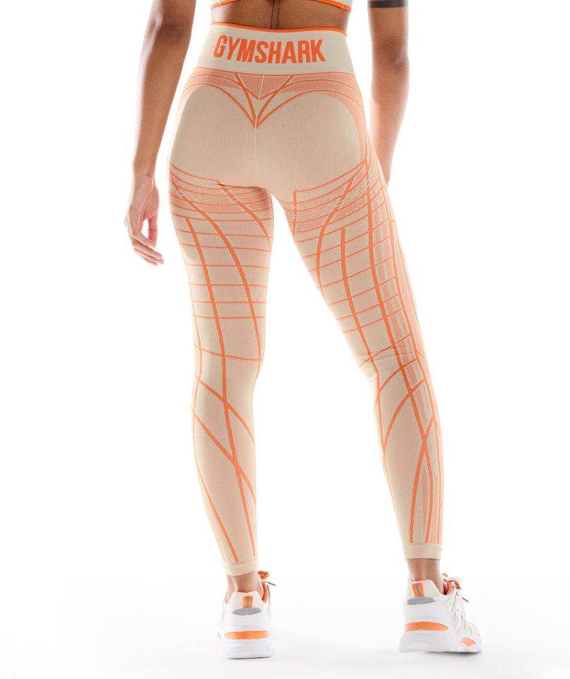 Women's Gymshark Wtflex Linear Seamless Leggings Orange | NZ 7REGYH